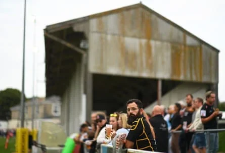 Fans of Cornish Pirates look on ahead of the Pre-season friendly match between Cornish Pirates and Exeter Chiefs at Mennaye Field on September 02, 2022 in Penzance, England.