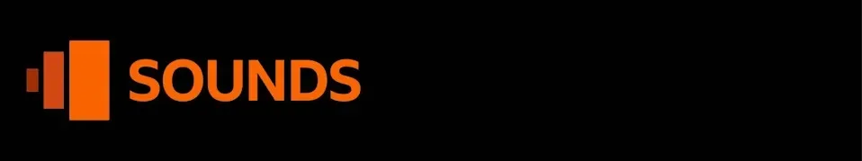 The orange BBC Sounds logo against a black background